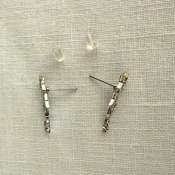 Star-Shaped Silver Stud Earrings With Crystal Accents Celestial Spacecore - Picture 3 of 6